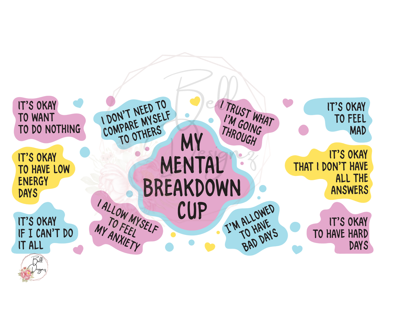 My Mental Breakdown cup wrap (hearts) 16 oz Libbey