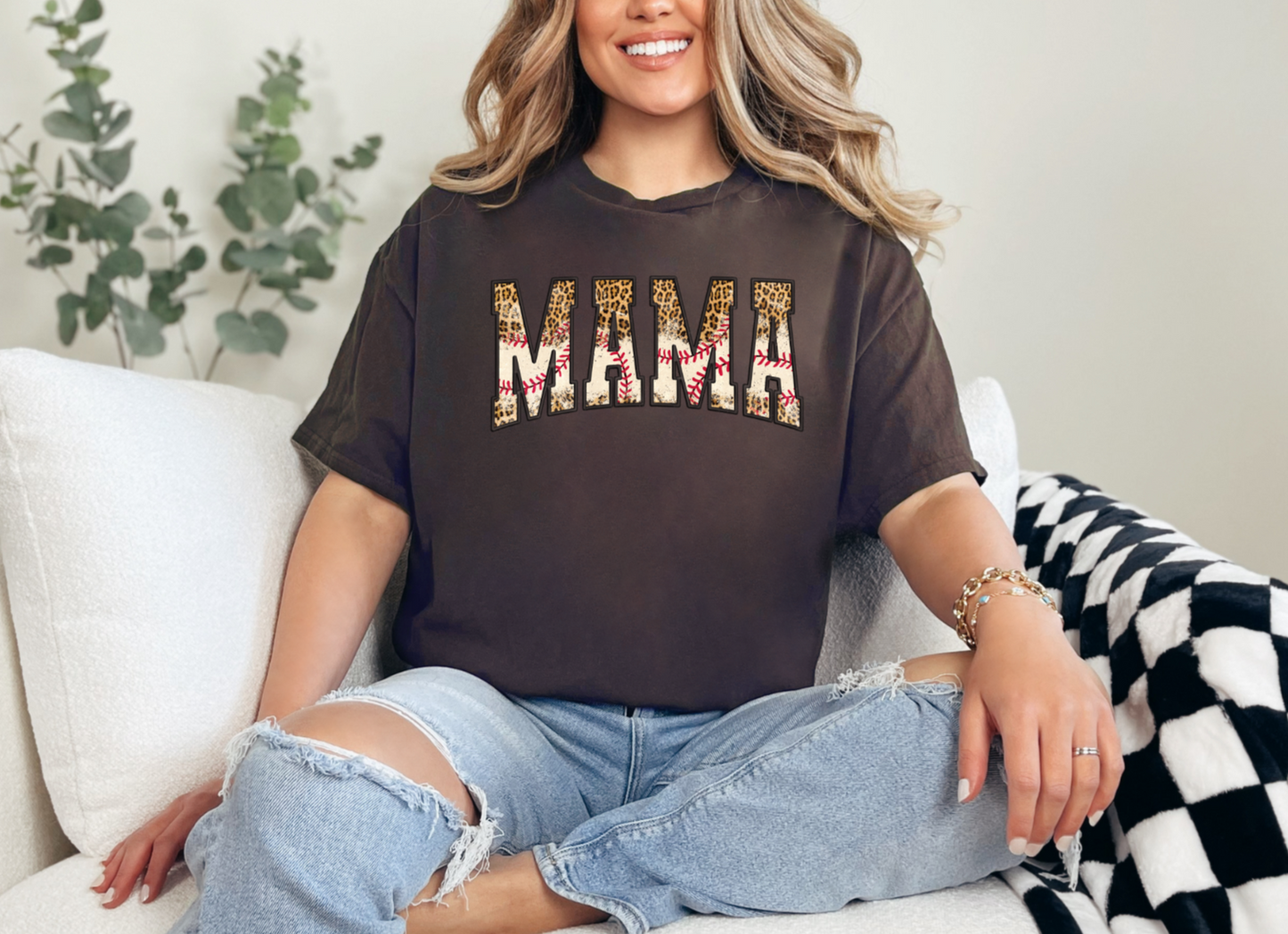 Baseball MOM Cheetah print transfer