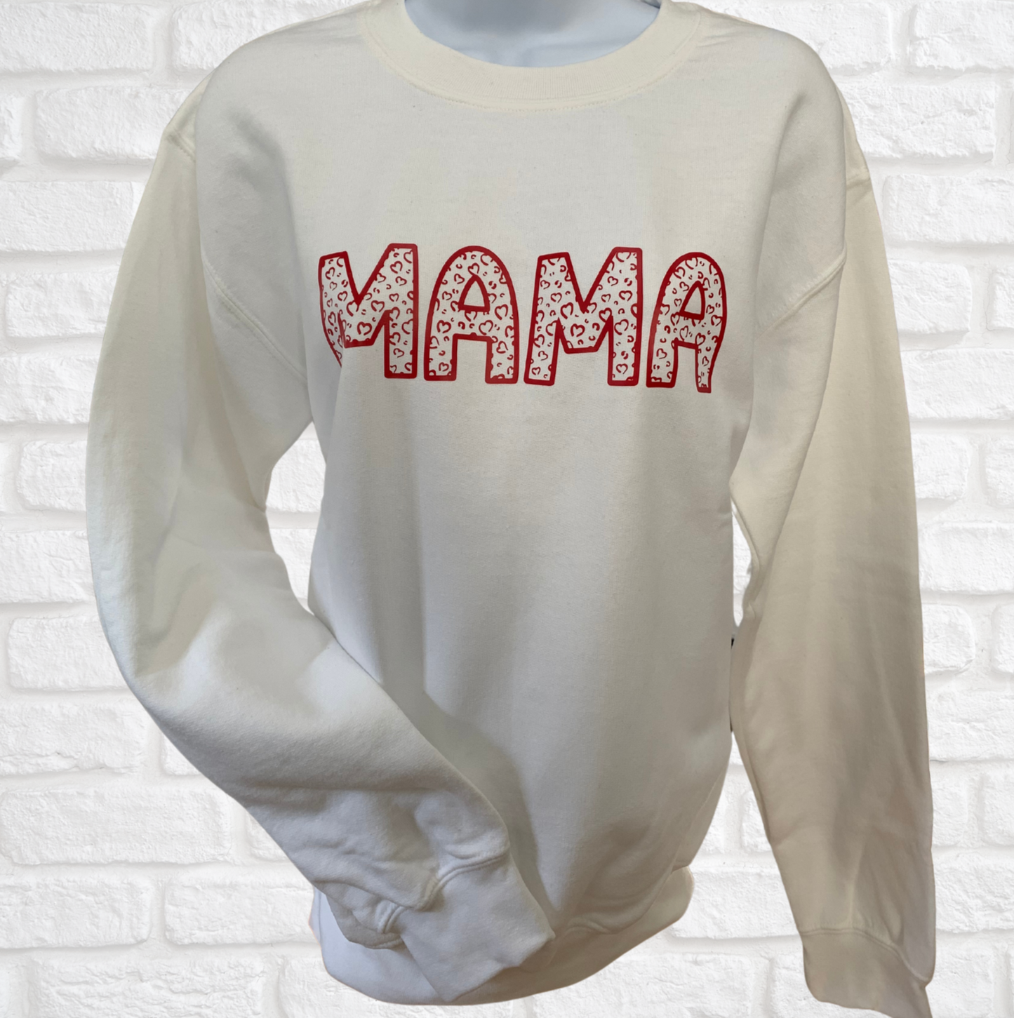 MAMA Leopard Print Heart Sweatshirt