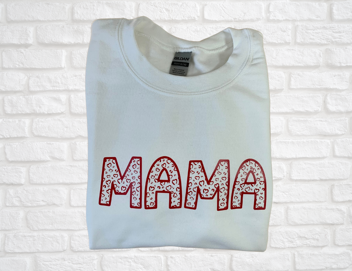 MAMA Leopard Print Heart Sweatshirt