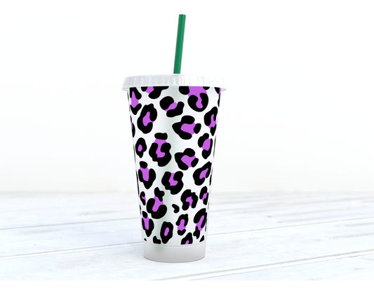 Purple Leopard 24 oz Cold Cup Wrap (no cup included)