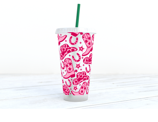 Pink Cowgirl 24 oz Cold Cup Wrap (no cup included)